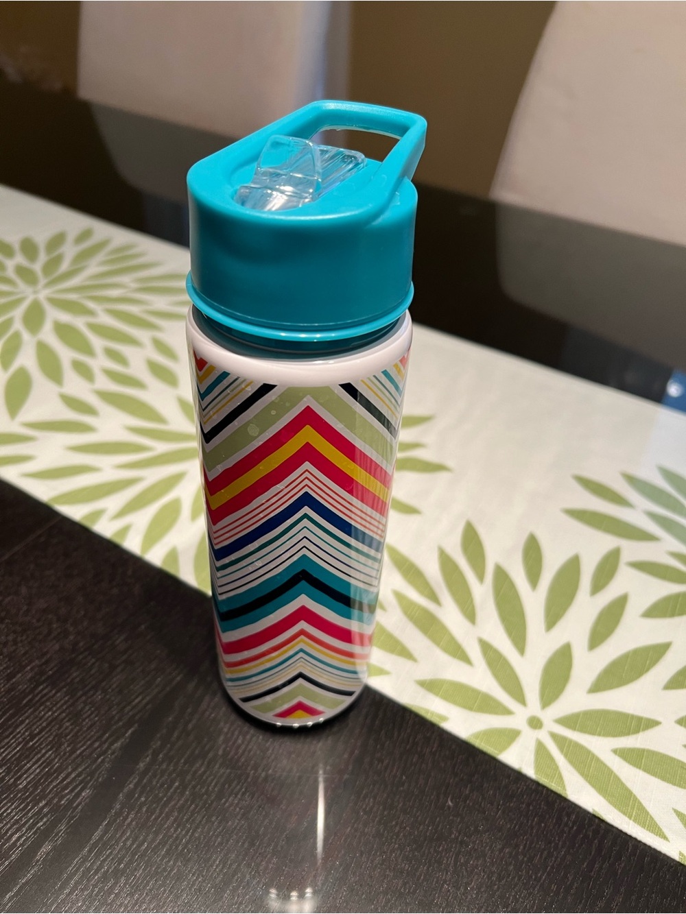 Turquoise Chevron Pattern Water Bottle